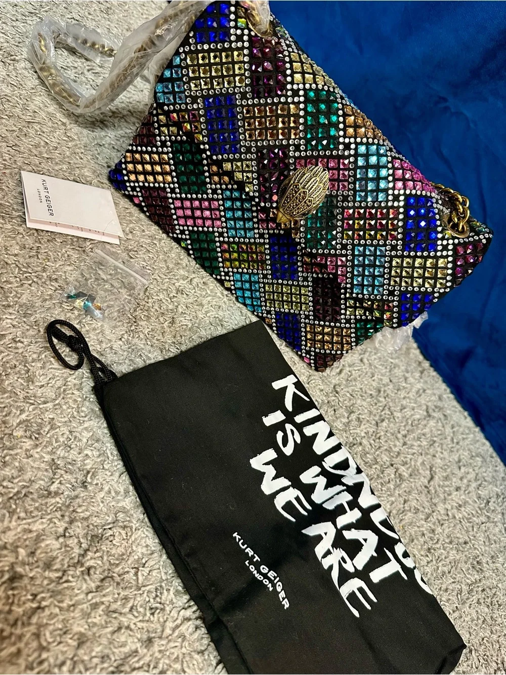 Kurt Geiger Multicolor Embellished rhinestones adjustable crossbody bag